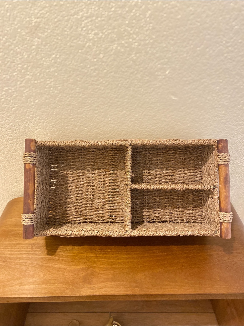 Woven Seagrass Organizer Tray with Handles - Natural